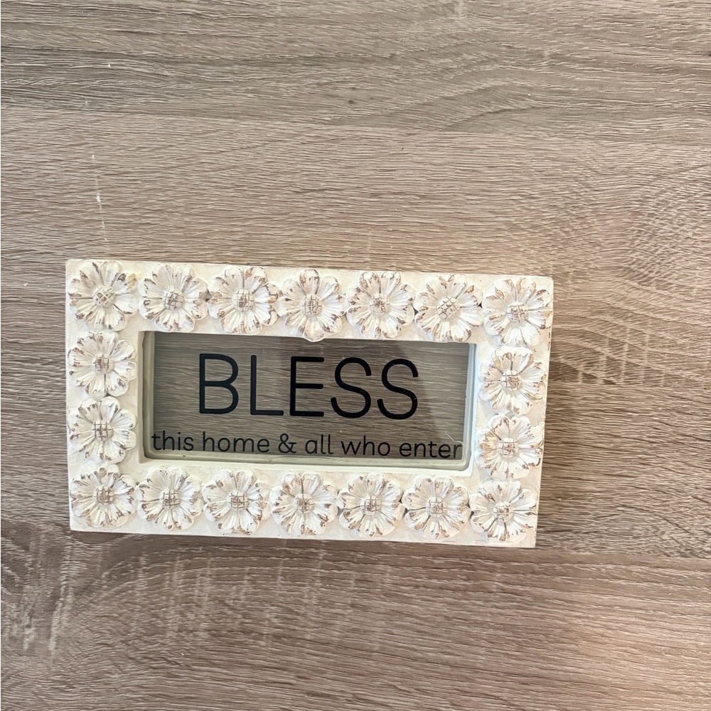 Floral White Blessing Plaque